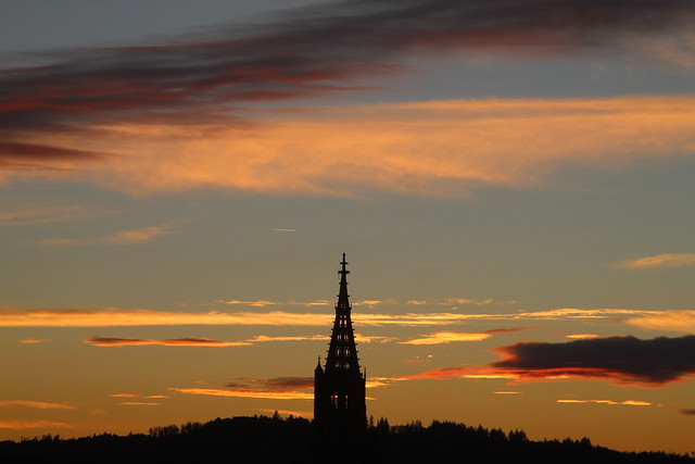 Sonnenuntergang - Sunset im Rosengarten ob der Altstadt - Stadt Bern im Kanton Bern der Schweiz