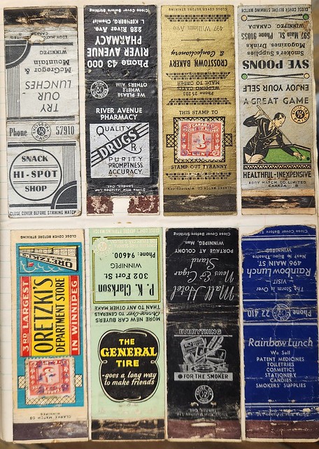 Vintage Winnipeg matchbook collection.