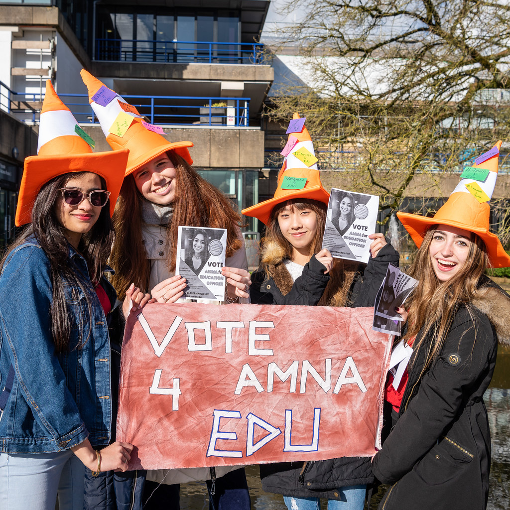 Students campaigning for the SU election.