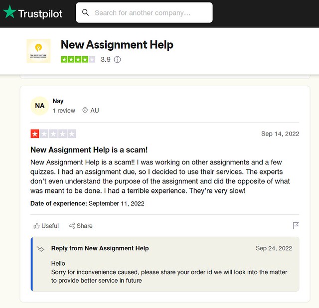 SiteJabber's review on Newassignmenthelp.co.uk
