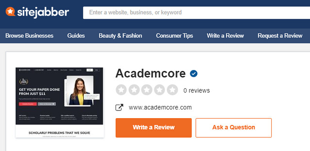 SiteJabber's review on Academcore.com