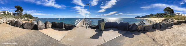 Rock & Geotextile Sandbag Revetment, Portsea Pier & Weeroona Bay, Portsea, Port Phillip Bay, Mornington Peninsula, Victoria