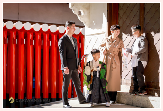 豊田市の拳母神社で七五三　家族の写真