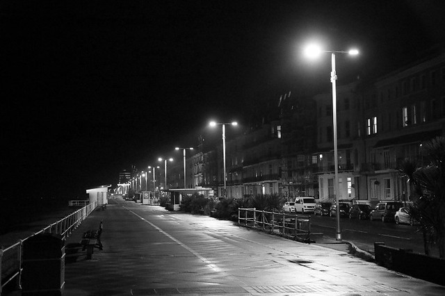 Hastings Sea Front @ Night (B&W)