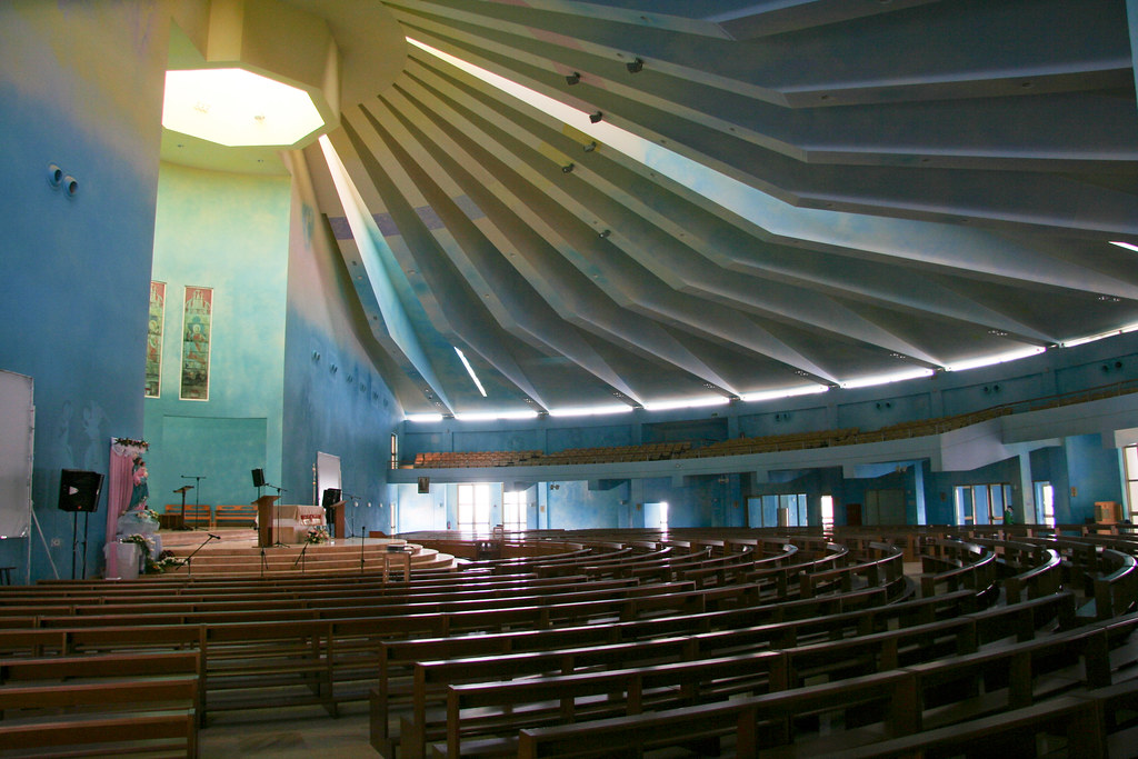 Interior of the Catholic church in Qatar. In October 2005, the Catholic church of Our Lady of the Rosary was opened. Also Jacobites, Copts, Martoma and Anglicans built churches at this compound, south of Doha.