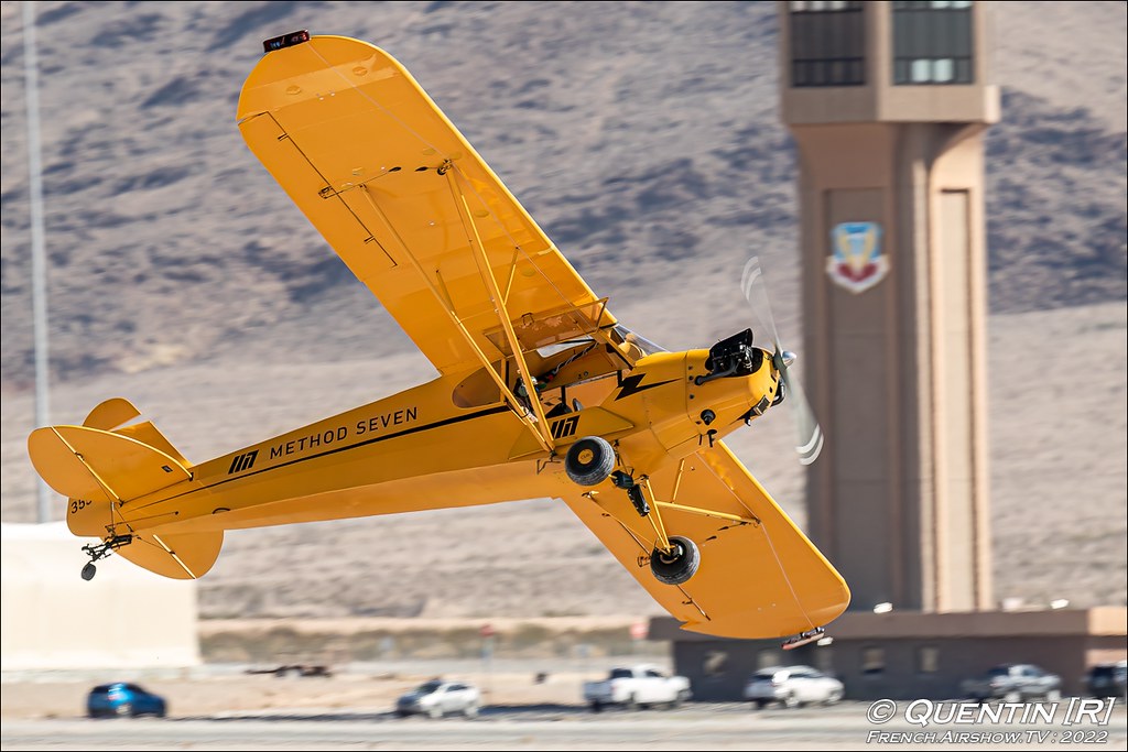 Tucker's Air Patrol Airshow Acts Eric Tucker s J3 Cub Aviation Nation 2022 75th Anniversary Nellis AFB Airshow Las Vegas Meeting Aerien 2022