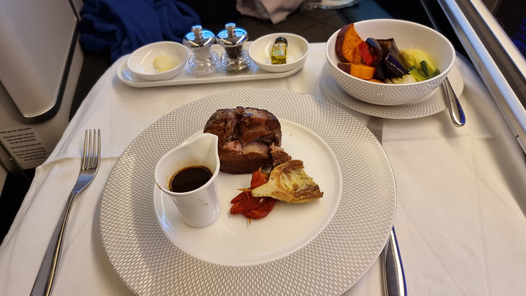 A tasty main course on board the BA flight from LAX