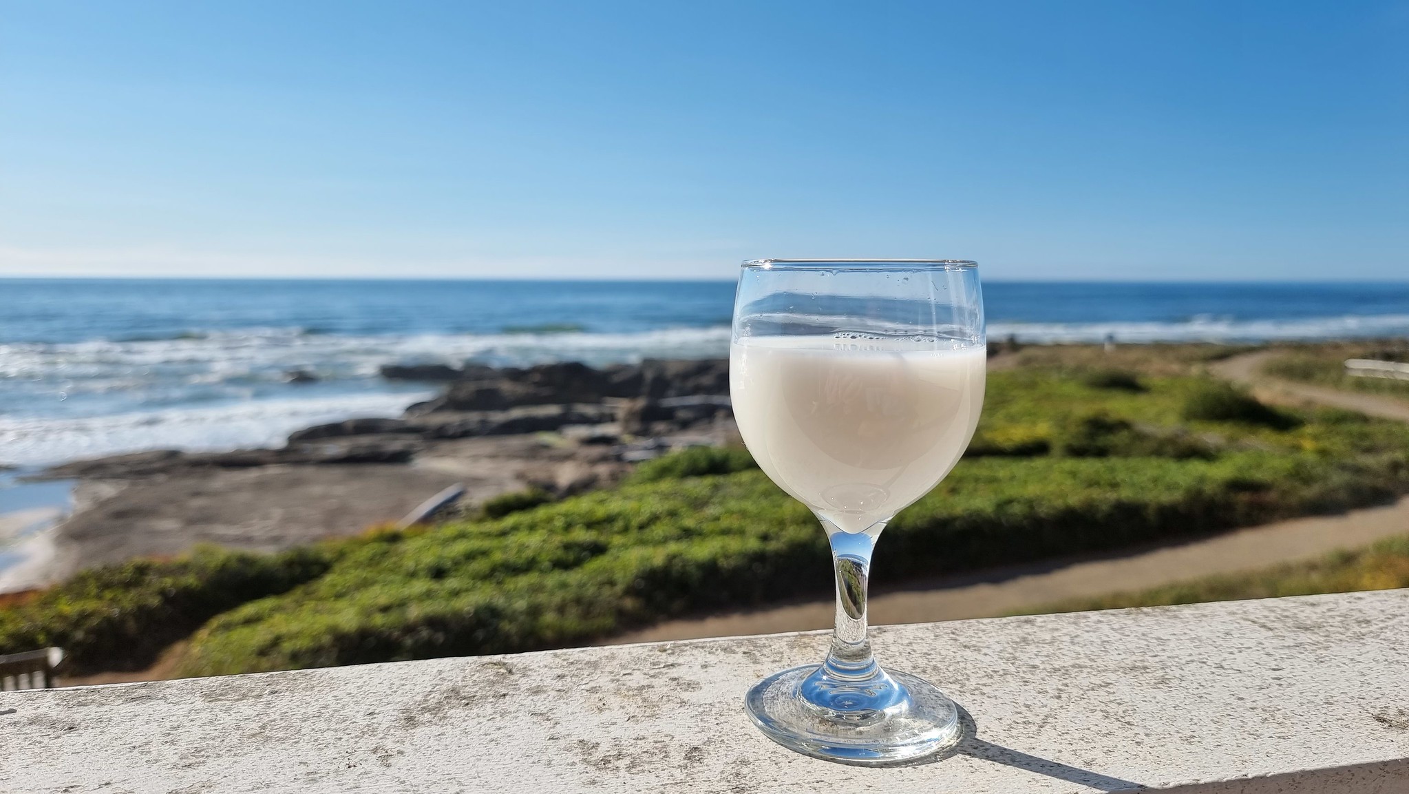 Pina colada enjoyed on our balcony in Yachats Yachats