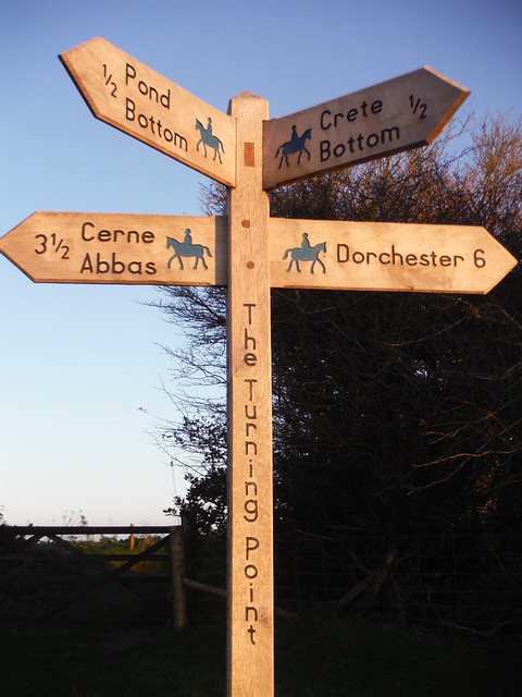 The Turning Point, a five-way bridleway junction SWC Walk 402 - Maiden Newton Circular or to Dorchester (via Cerne Abbas)