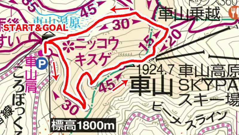 霧ヶ峰ハイキングコースの地図