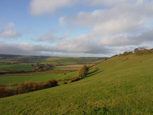View up the Sydling Valley, from ascent of Cowdown Hill SWC Walk 402 - Maiden Newton Circular or to Dorchester (via Cerne Abbas)