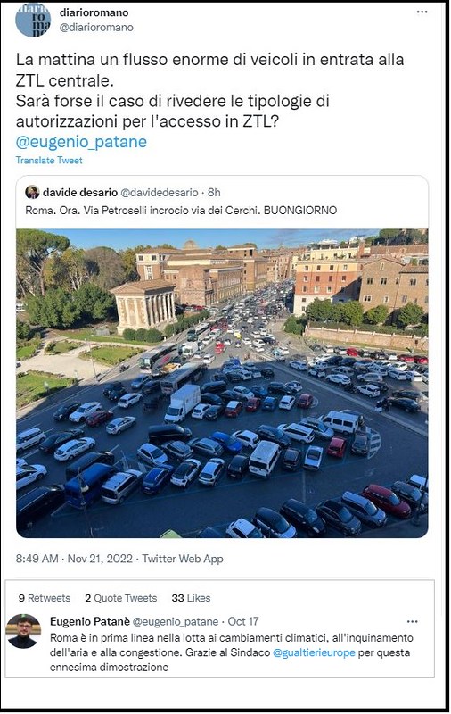 RARA 2022. Roma di Roberto Gualtieri - "Più Fallimenti Quotidiani": Eugenio Patanè / Assessore alla Mobilità & Sabrina Alfonsi / Assessore all'Ambiente e Ciclo dei rifiuti / Twitter (21/11/2022).