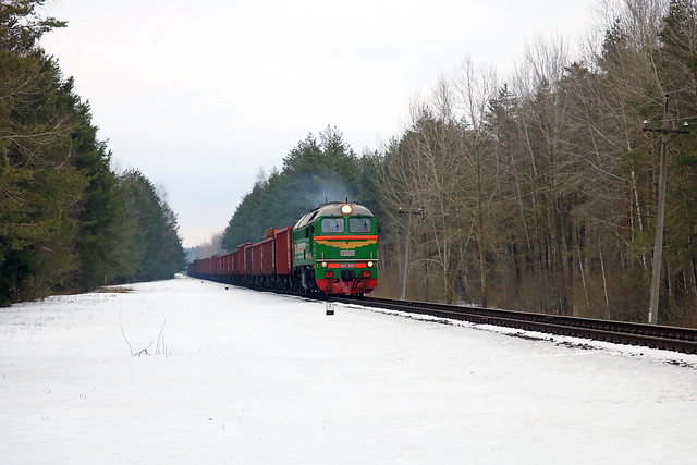 Tепловоз М62-1528 с грузовым составом на перегоне  Луполово/Заднепровская.