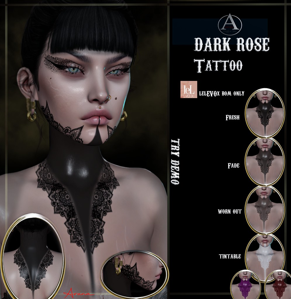 +ARANA+ Dark Rose Neck tattoo- Lelutka LelEvoX BOM