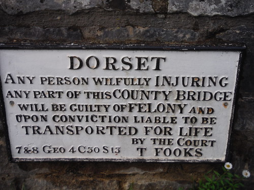 "...to be transported for life" - sign on bridge over Cerne River in Charminster SWC Walk 402 - Maiden Newton Circular or to Dorchester (via Cerne Abbas) [Dorchester Ending]