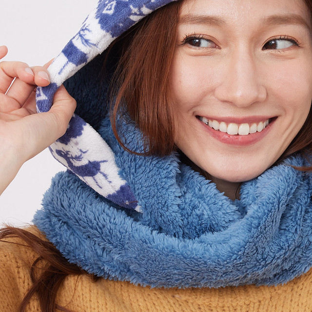 其他人造纖維 圍巾/披肩 藍色 - Yuki雪精靈連帽脖圍/ 冰河藍