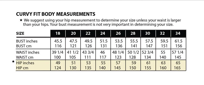 Burnside Bibs Curvy measurements