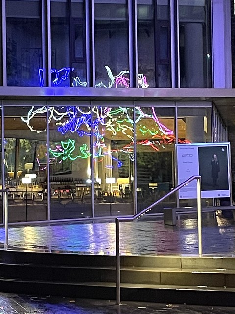 neon tree / reflection on the windows