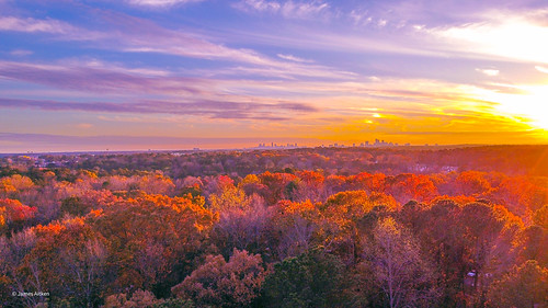 sky atlanta georgia fall trees color orange red yellow blue mavic dji droneshot landscape sunset goldenhour