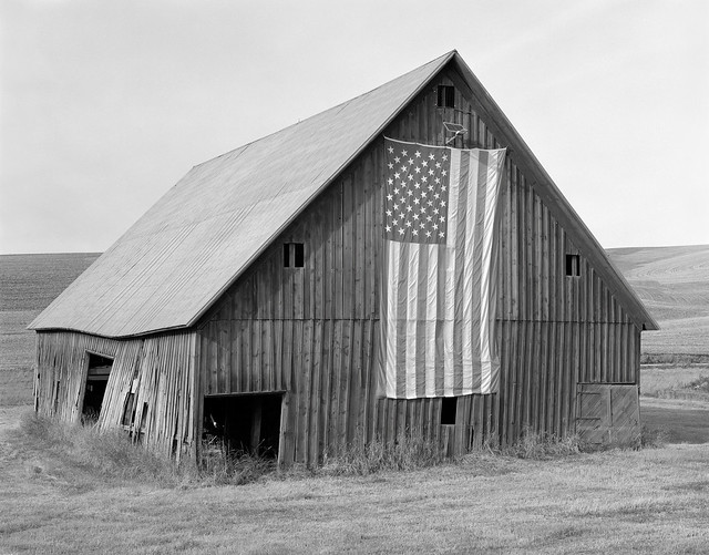 Barn with Flag, Eastern Washington