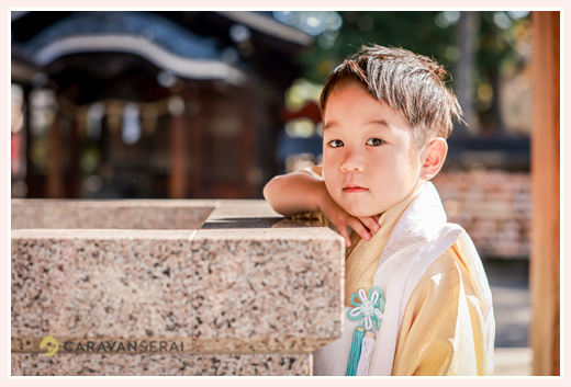 七五三を名古屋の川原神社で　３歳の男の子