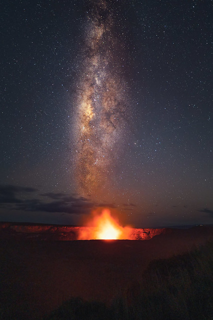 Milky Way over the Kilauea Volcano, Hawaii
