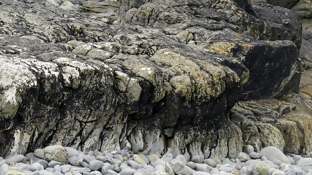Bubbling rock texture at the cliffs near Loop Head Lighthouse in Ireland
