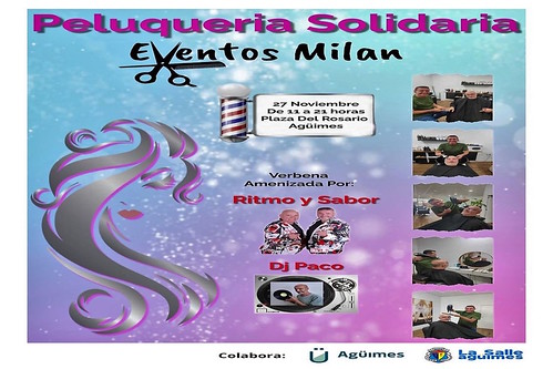 Cartel promocional de la Peluquería Solidaria en Agüimes