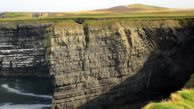 rock textures on the striated cliffs near Loop Head Lighthouse in Ireland