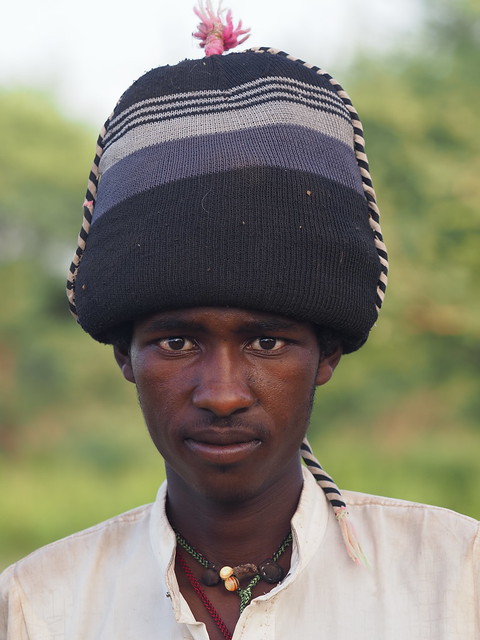Shuwa Arab nomad with a stylish woollen cap