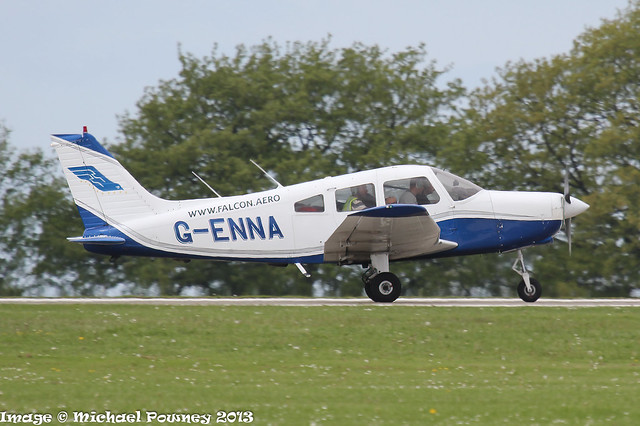 G-ENNA - 1978 build Piper PA-28-161 Cherokee Warrior II, departing from Sywell during AeroExpo 2013