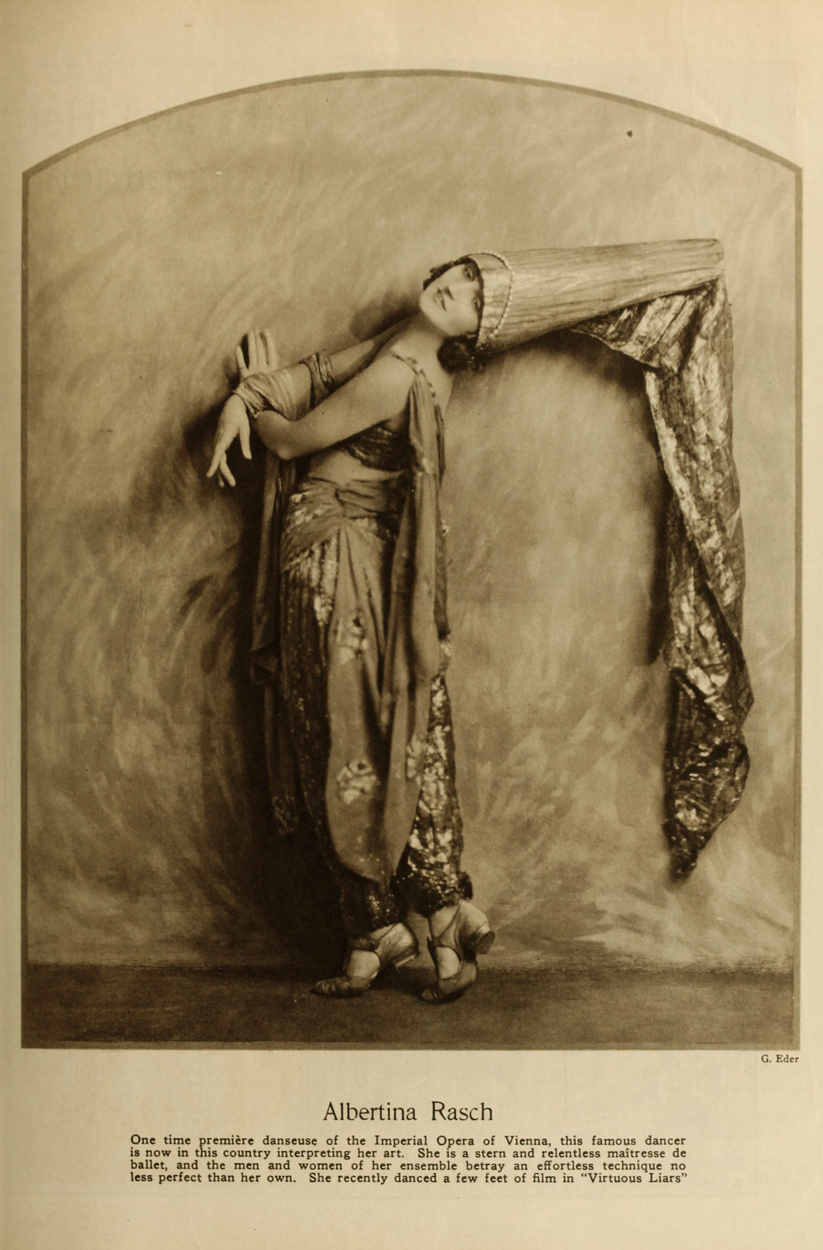 G. Eder :: Albertina Rasch. One time première danseuse of the Imperial Opera of Vienna. She danced in the film "Virtuous Liars". Motion Picture Classic, October 1924 issue (Full page)