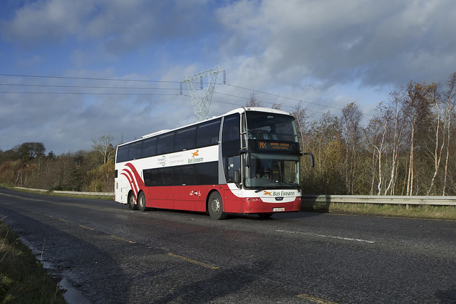 BE LD312 on NX service to Dublin about to join the M3 near Garlow cross 24-Nov-22