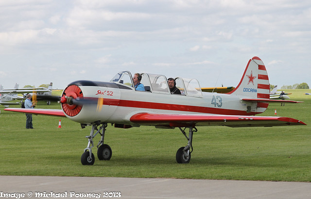 G-BWSV - 1987 Aerostar built Yakovlev Yak-52, taxiing for departure at Sywell during AeroExpo 2013