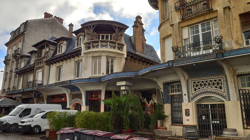 Rue du Temple  Art Nouveau Buildings - Morning Walk - Reims, Marne, France