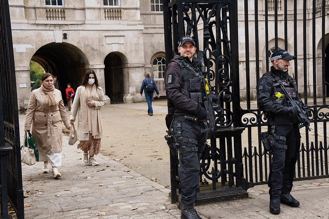 Armed Police guarding Horse Guards, Westminister, London