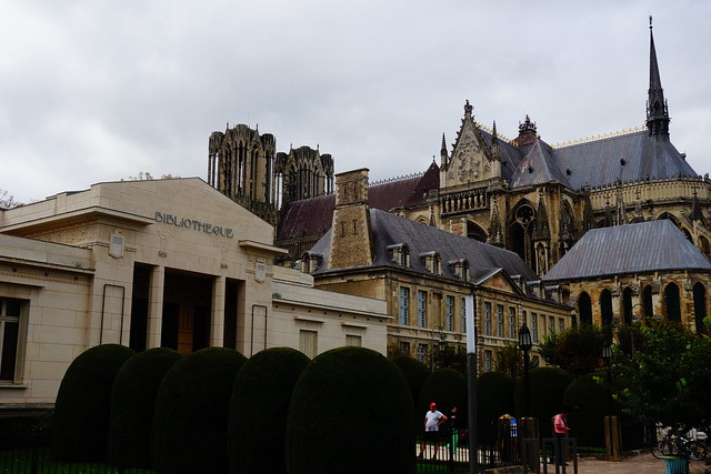 Abbey of Saint-Remi (right) and Bibliothèque Carnegie (left) - Afternoon Walk in Reims, Marne, France