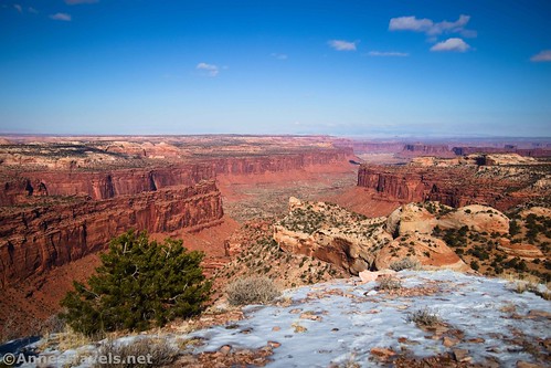 Millard Canyon from Observation Rock.  There's more great views to the right, including Cleopatra's Chair, the La Sal Mountains, and views into Island in the Sky.  Maze District, Canyonlands National Park, Utah