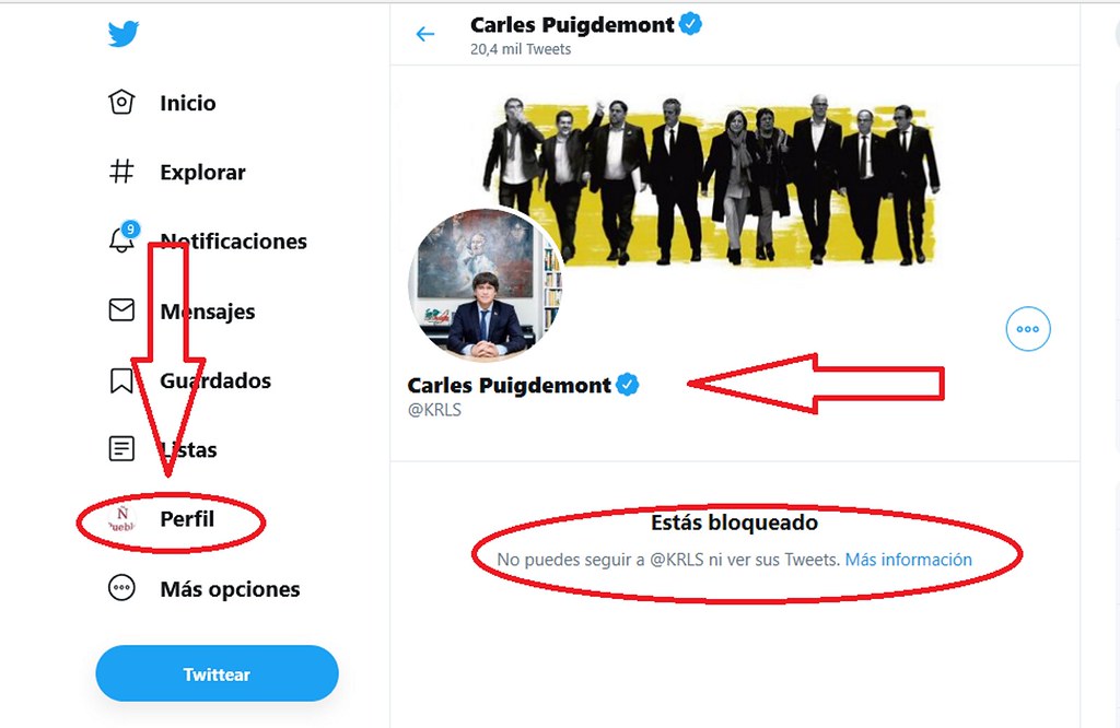FOTOGRAFÍA. BARCELONA (ESPAÑA), 29.02.2020. Carles Puigdemont Casamajò le bloquea a Lasvocesdelpueblo en Twitter. Ñ Pueblo