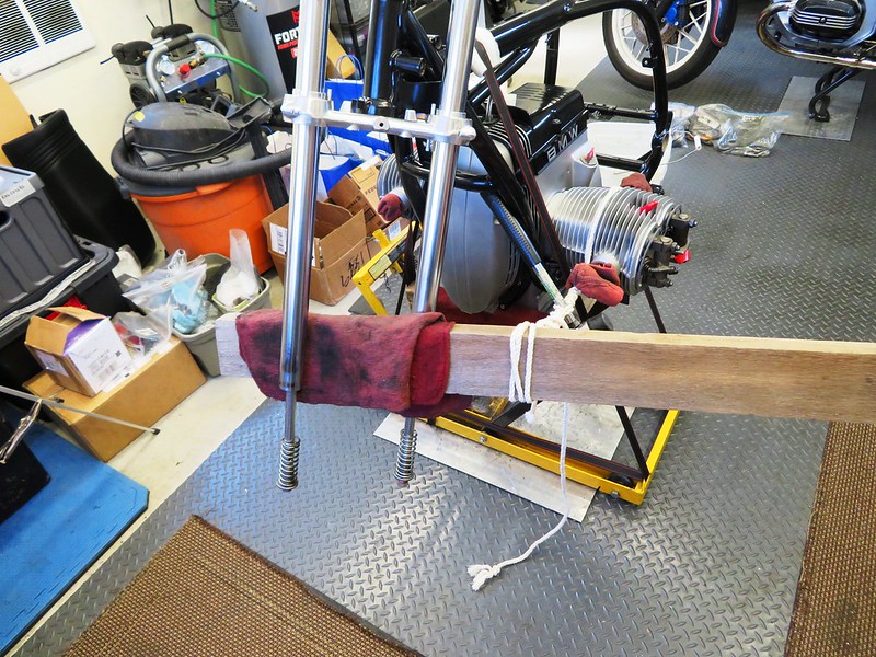 2x4 & Rope Used To Align Forks In Y-Plane