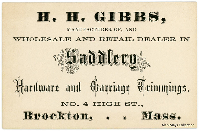 H. H. Gibbs, Saddlery, Hardware, and Carriage Trimmings, Brockton, Massachusetts