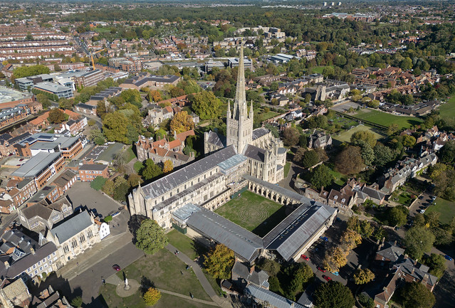 Norwich Cathedral aerial image - Autumn 2022