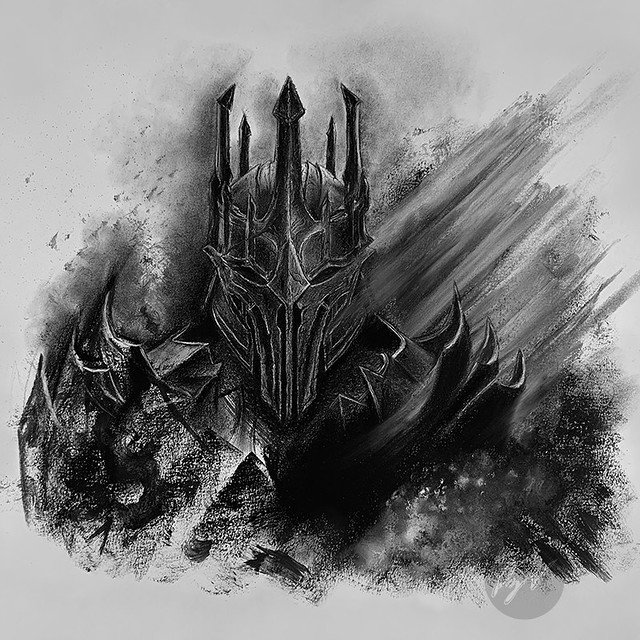 Charcoal drawing of Sauron