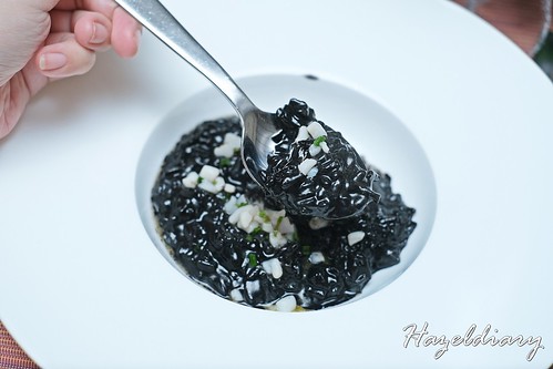 1 Year Old Acquerello Risotto with Calamari Ragout and Squid Ink-Regent Singapore