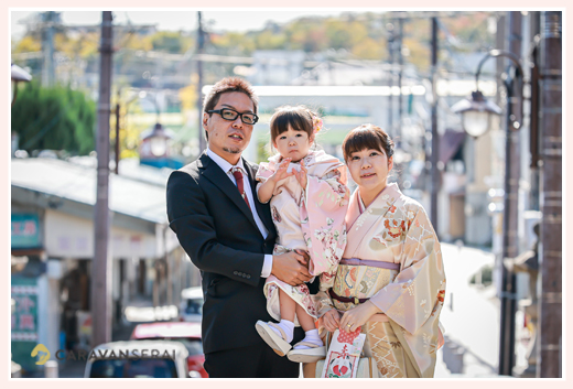 七五三　深川神社へお参り　年賀状用の家族写真