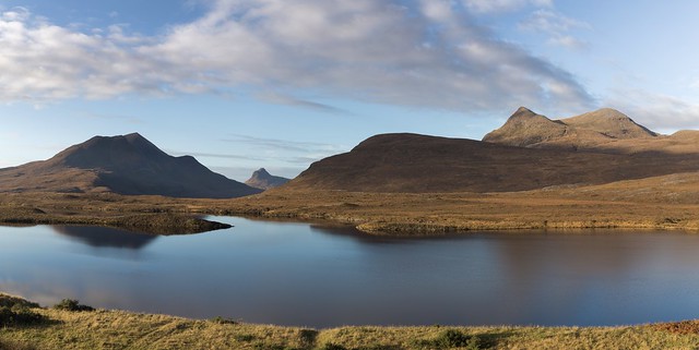 Cùl Mòr with distant Stac Pollaidh in the background from Knockan Crag, Elphin, Scotland