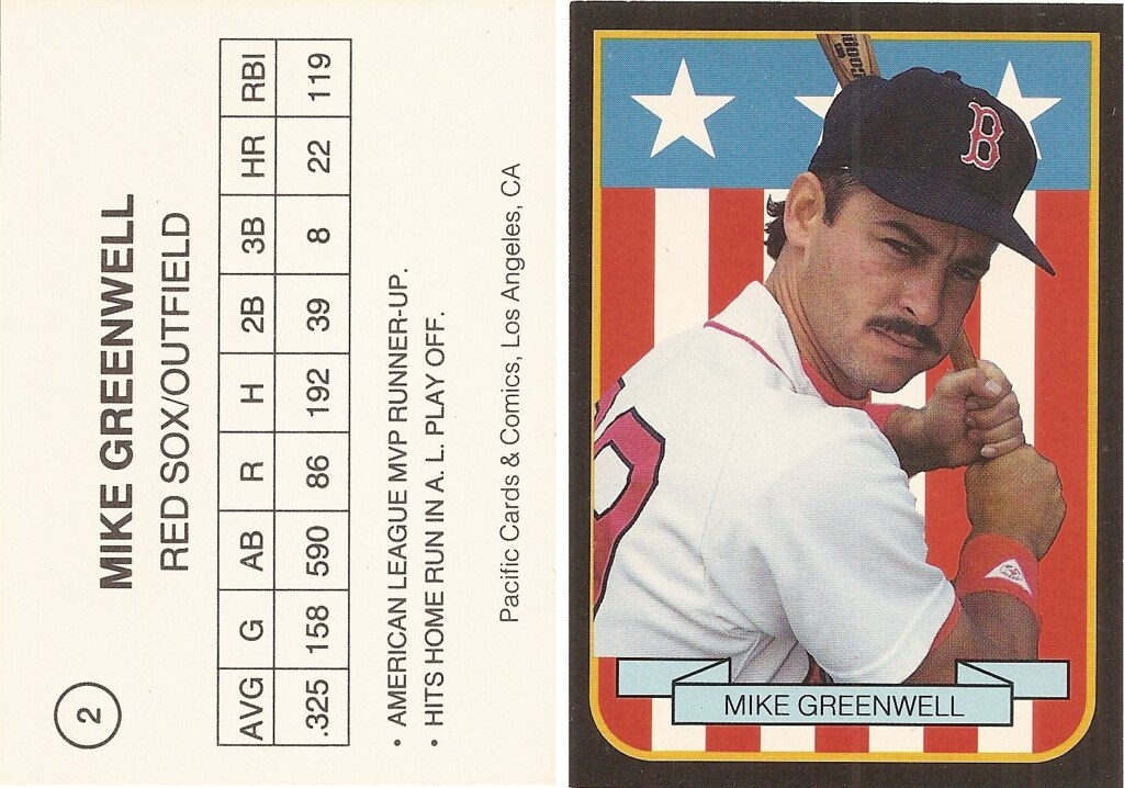1989 Pacific Cards & Comics American Flag Set of 10 - Greenwell, Mike