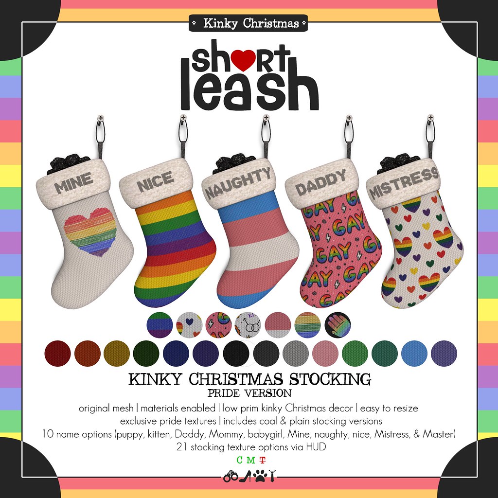 .:Short Leash:. Kinky Christmas Stocking – Pride Version
