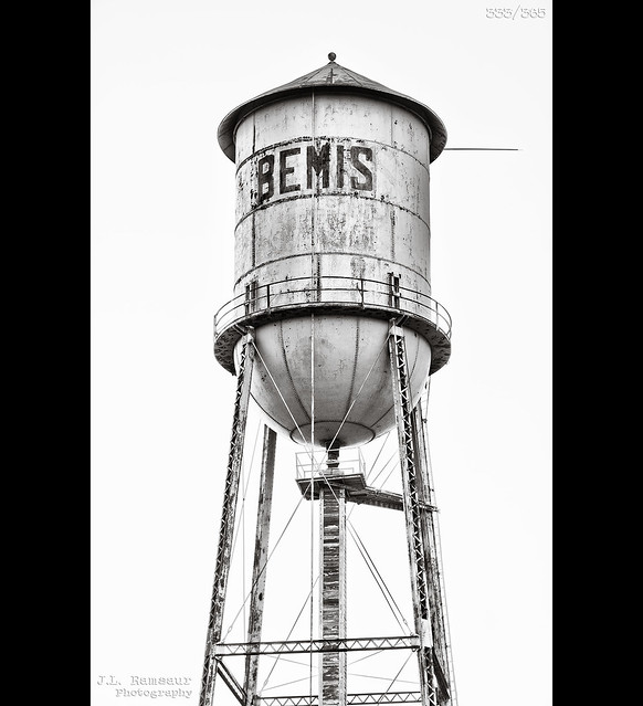 333/R365 - Bemis Mill Water Tower - South Jackson, Tennessee in B&W