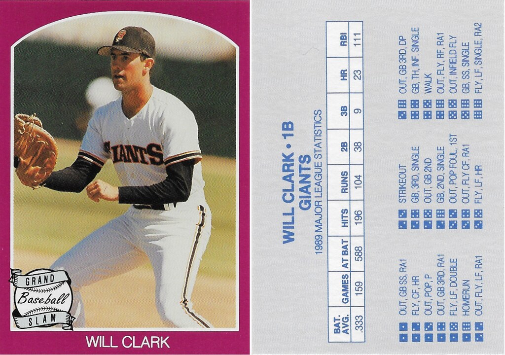 1990 Grand Slam Dice Game - Clark, Will (maroon)